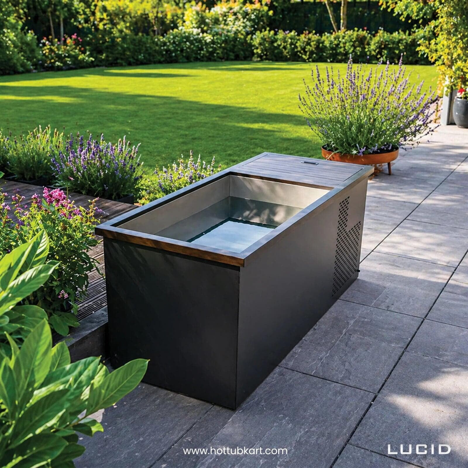 Premium cold plunge showcased in a stylish outdoor space