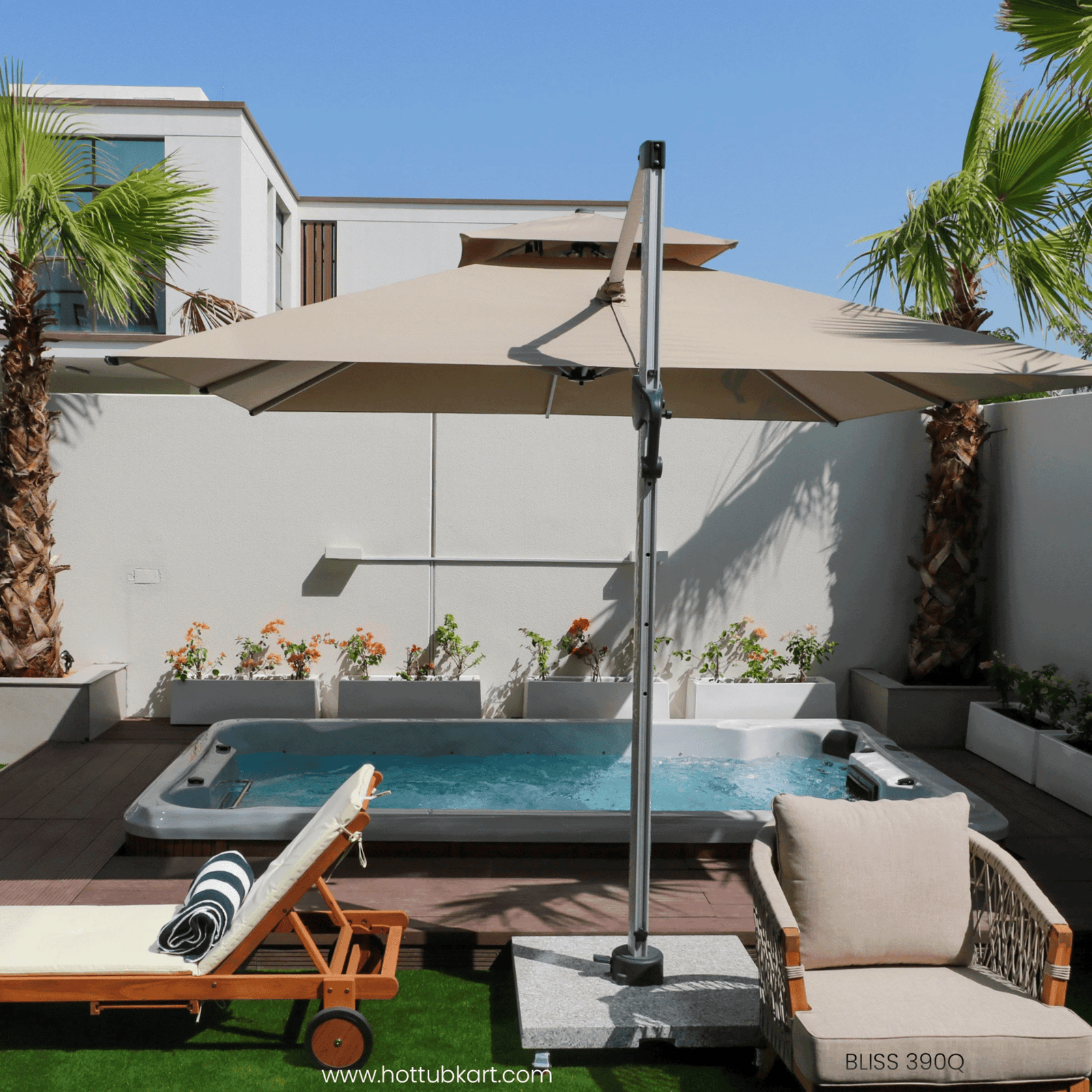 Luxury hot tub professionally installed in a UAE outdoor space